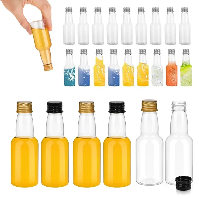 30pcs 30ml-150ml Plastic Mini Liquor Bottles Empty Portable Reusable Drink Container for DIY Juice Wine Alcohol Birthday Wedding