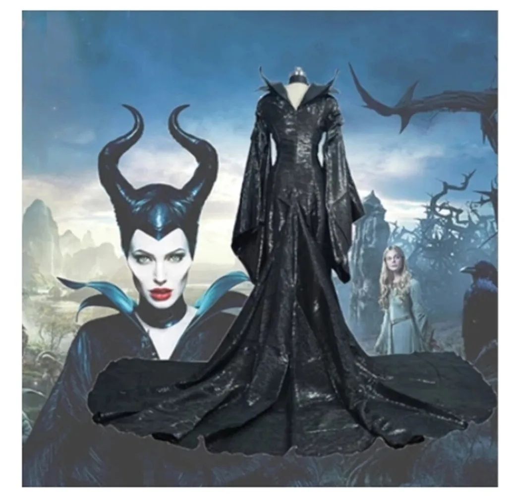 الكبار ديلوكس Maleficent زي الشر الملكة تأثيري الزي السيدات فستان بتصميم حالم المرأة هالوين حفلة تأثيري حلي قبعة