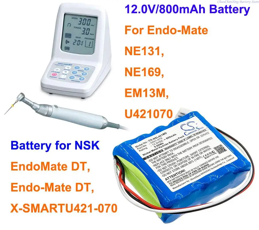 Cameron Sino 800mA แบตเตอรี่ทางการแพทย์สําหรับ NSK EndoMate DT,Endo-Mate DT,X-SMARTU421-070, สําหรับ Endo-Mate NE131, NE169, EM13M, U 421070