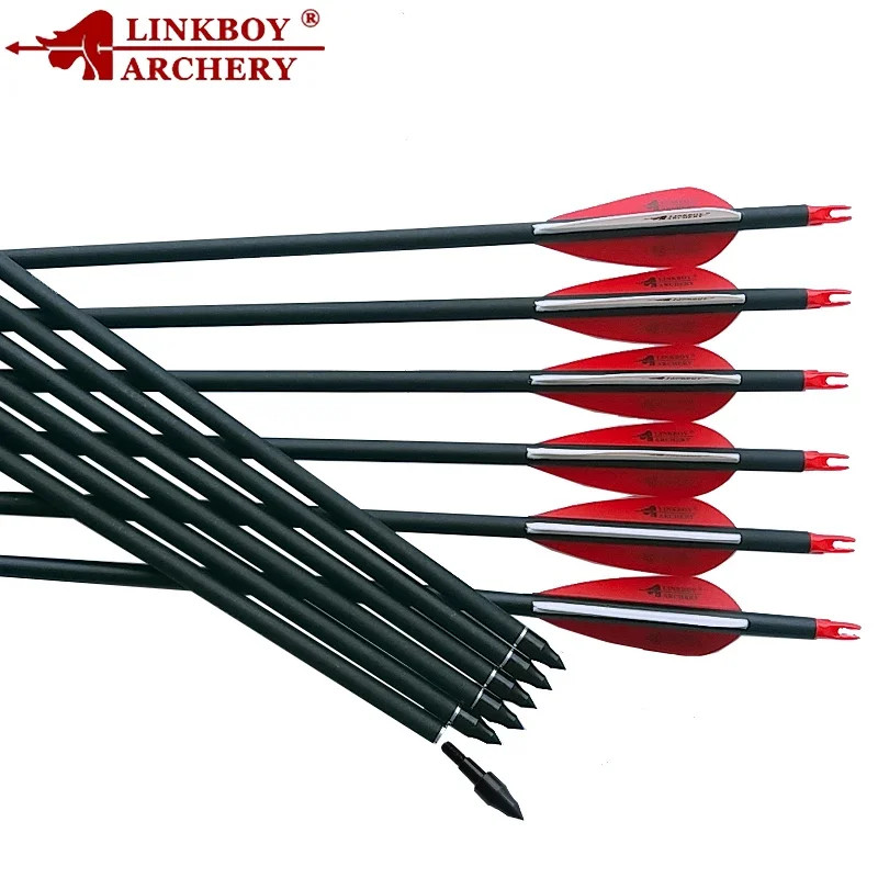 Imagem -03 - Linkboy-archery Mix Carbono Arrow Spine Acessórios Arco Composto Caça ao ar Livre Tiro 500 28 29 30 Id6.2 mm 12 Pcs