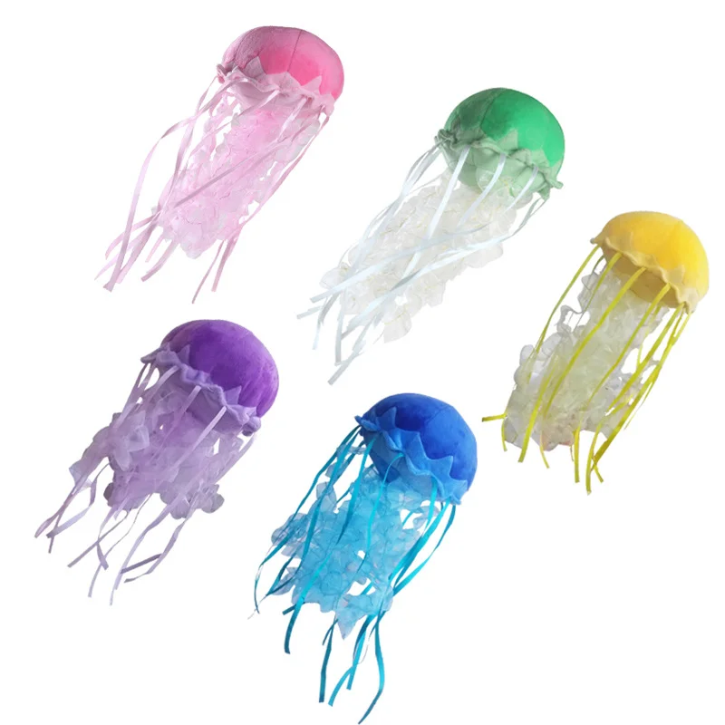 35cm Creative Jellyfish Plush Pendant Toys Stuffed Aquatic Animal Soft Octopus Doll Window Car Decor Rhopilema Esculentum Pillow