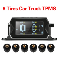 Tire Pressure Monitoring System Wireless Solar with 6 External Sensors Digital LCD Alarm Car RV Truck TPMS