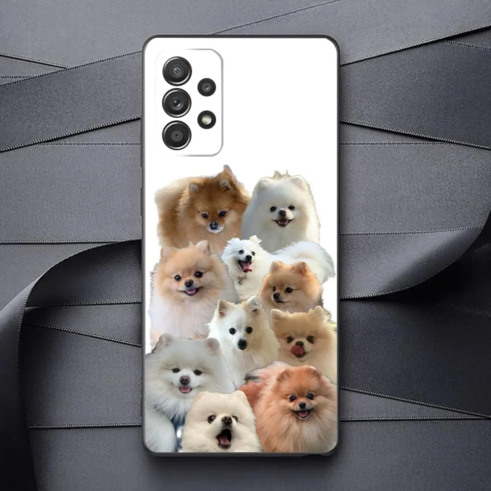 Cute Pomeranian Dogs Phone Case For Samsung Galaxy A13,A21s,A22,A31,A32,A52,A53,A71,A80,A91 Soft Black Phone Cover