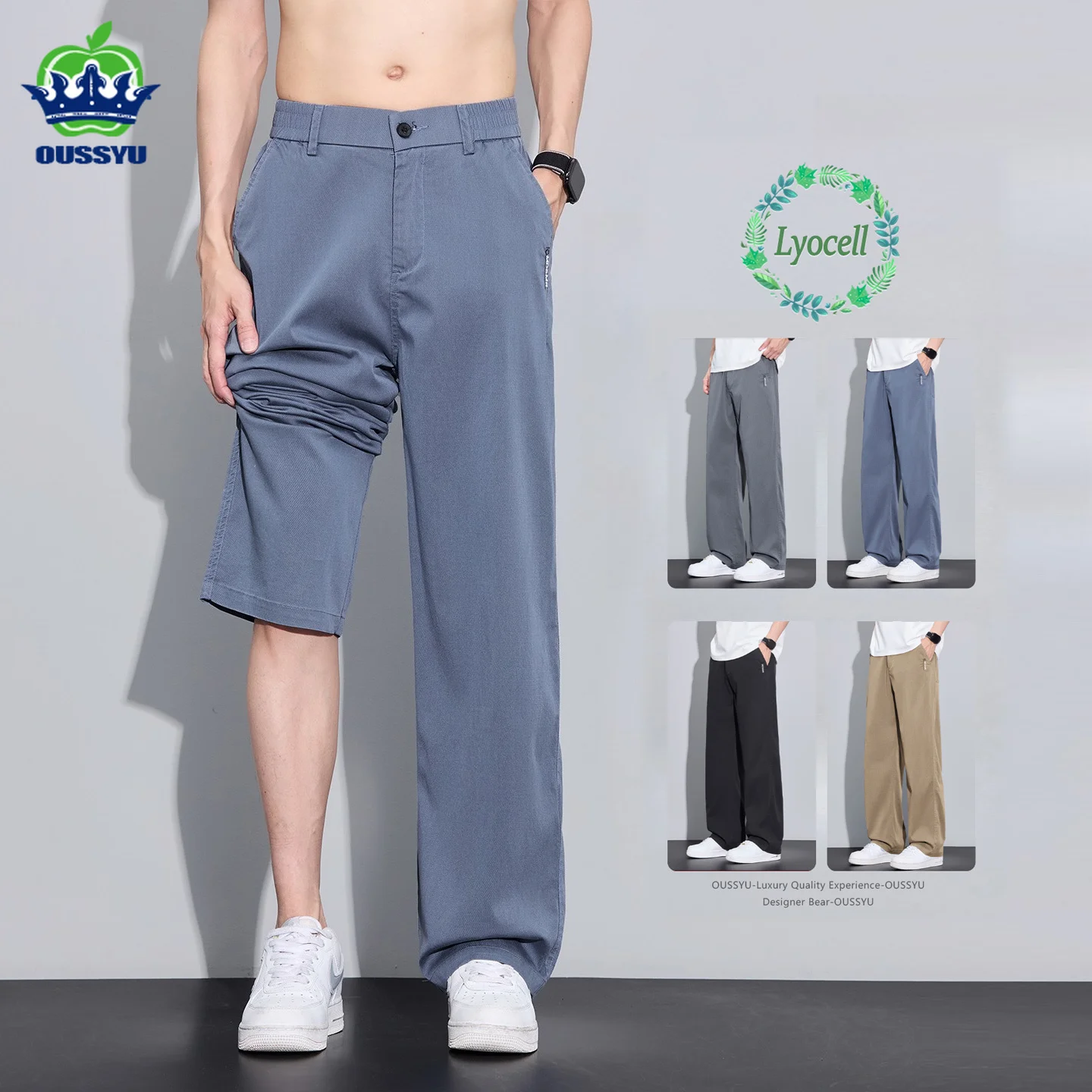 Markenkleidung Sommer Dünne Herren Weiche Lyocell-Stoff Freizeithosen Jogginghosen Herren Business Weite Gerade Arbeitshosen Mann 28-38