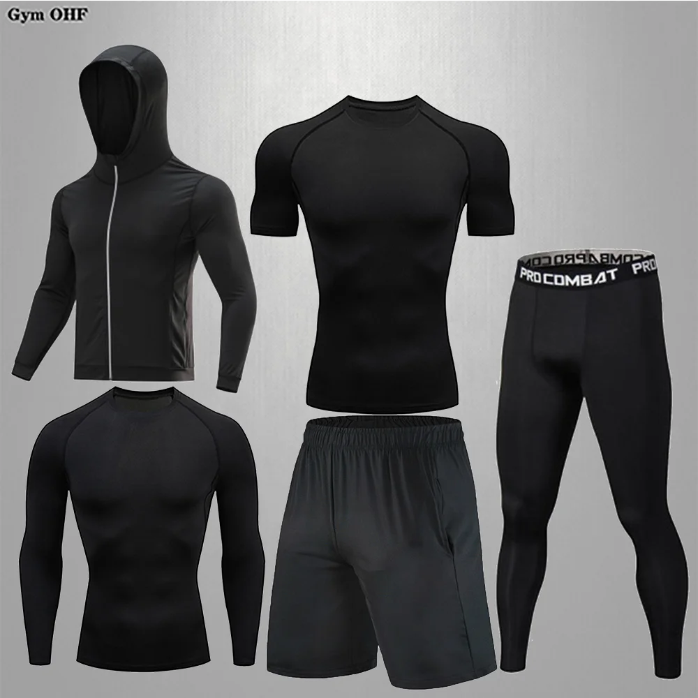 Survêtement de sport à Compression pour hommes, collants de gymnastique, vêtements d'entraînement, Jogging, ensemble de course, Rashguard