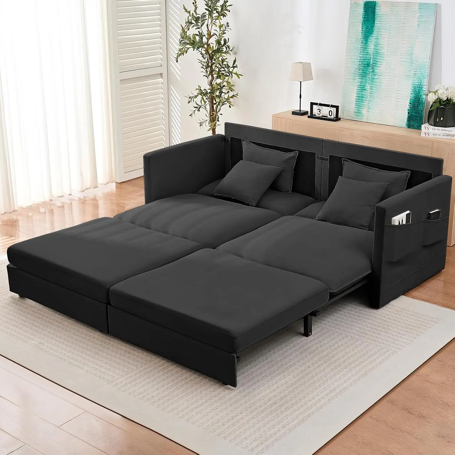 3 in 1 Pull Out Sofa Bed, Convertible Sleeper with Storage, Loveseat for Living Room & Bedroom, Small Space, Customized