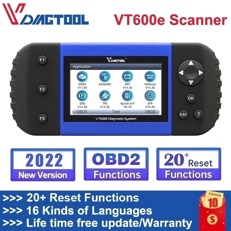 

VDIAGTOOL VT600 Elite Auto Car Diagnostic Scanner Engine ABS SRS EPB Oil Service Reset VT600e Scan Tools Free Update