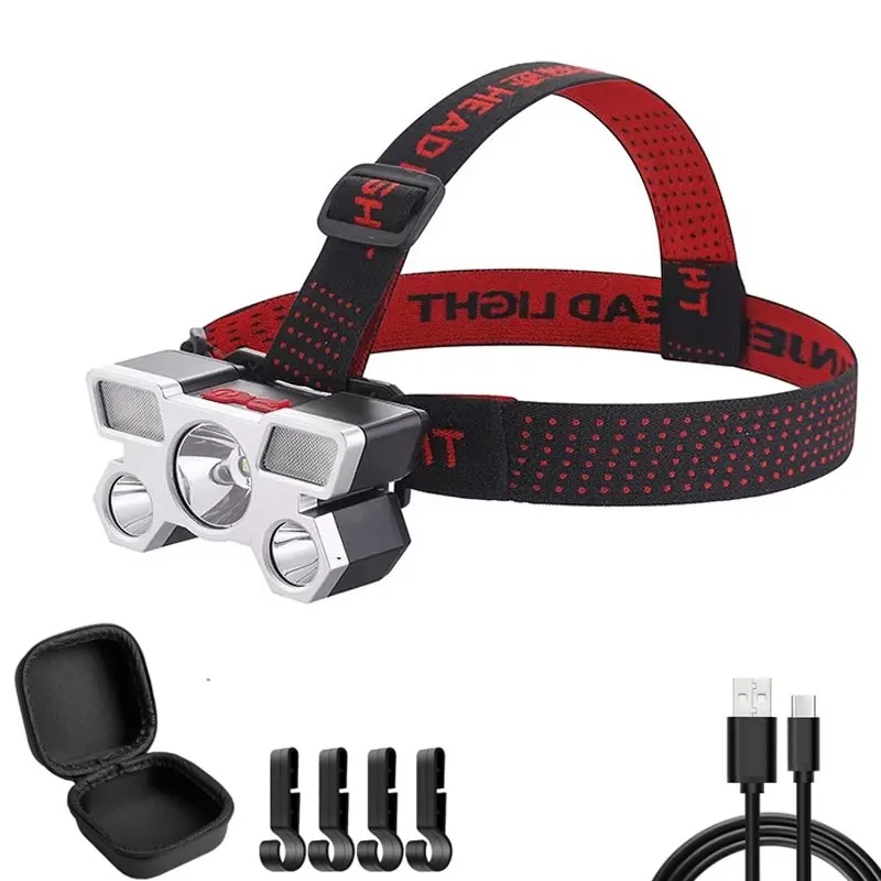 Built in Battery Rechargeable Strong Light Headlight Portable 5 LED Headlamp For Camping Adventure Fishing Head Flashlight