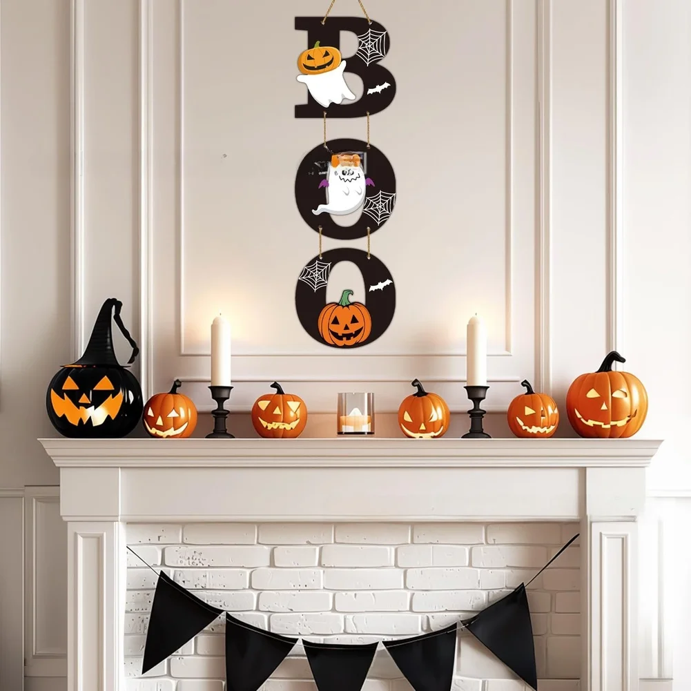 Halloween Wooden Sign Spooky Hanging Plaque For Door Wall Party Home Holiday Seasonal Decor Ornaments