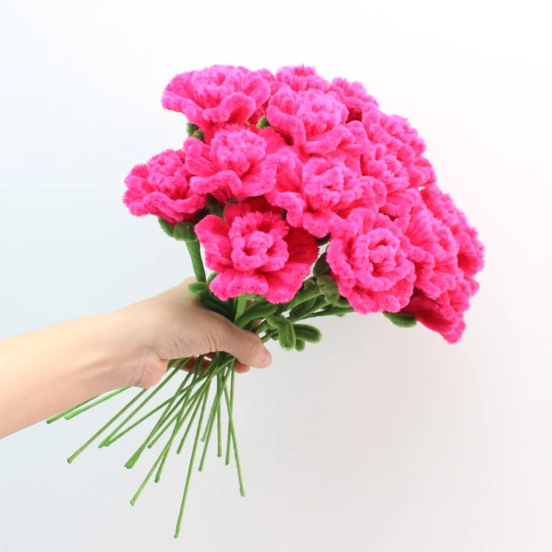 

PIPE Rose Carnation Flower Bouquet Girlfriend Wife Mom Finish Handmade Christmas‘ Day Gifts for Guests DIY Craft Mother's Day