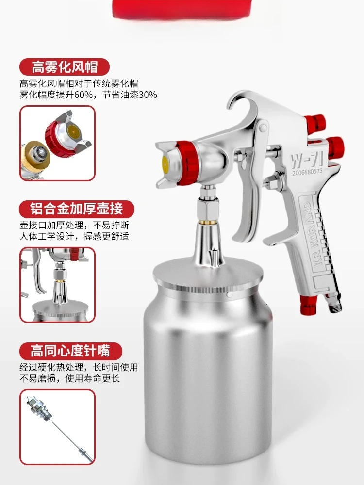 Spray Gun Pneumatic W71 W77 Car Pot and Pot Furniture Air Pump Air Compressor High Atomization Spray Gun for Touch-up Paint