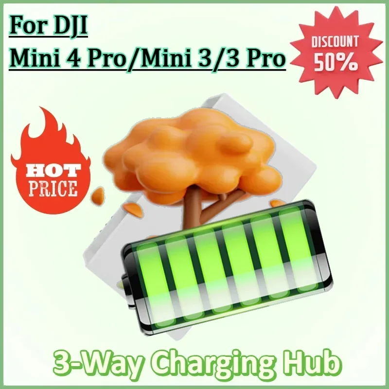 

3-Way Charging Hub Drone Battery for DJI Mini 4 Pro/Mini 3/3 Pro Battery Charger Intelligent Flight Battery Accessories
