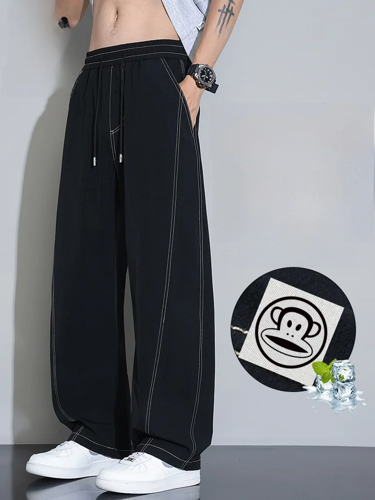 

PaulFrank Ice Silk Qui Dry Knife Pants Men Summer Thin Straight Loose Sports Casual Long Trousers Youth Active Sle Straig...