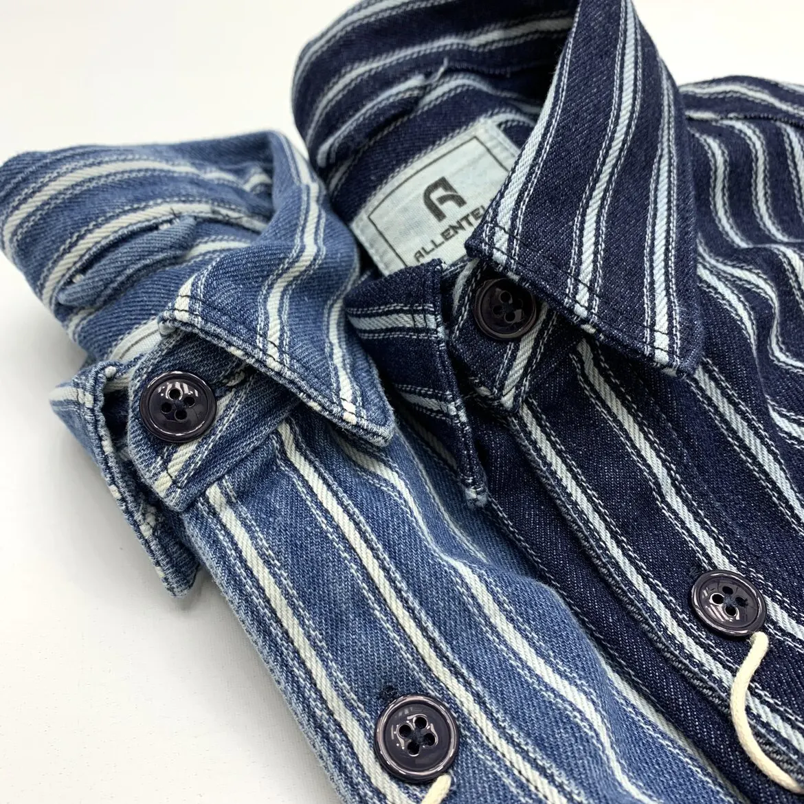 Amekaji Denim Vertical Striped Shirt for Men Heavyweight Thick 100% Cotton Retro American Casual Long Sleeve Loose Fit Jackets