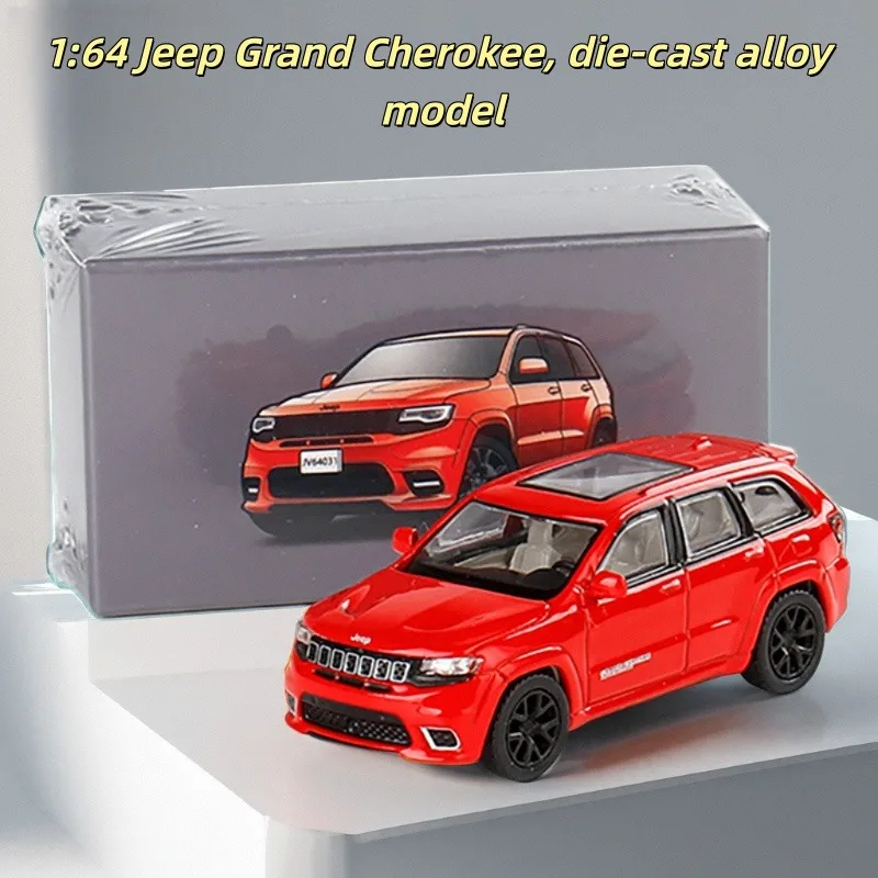 1:64 جيب جراند شيروكي، نموذج سيارة مصنوع من خليط معدني مصبوب، لعبة للأولاد، مجموعة عناصر العرض، هدية العيد.
