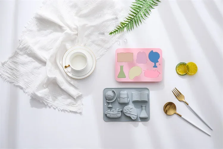 6 Holes, 6 Different School Supplies, Theme Modeling, Silicone Mold, Cake Mold, Ice Cube, Chocolate Mold  Cake Decorating Tools