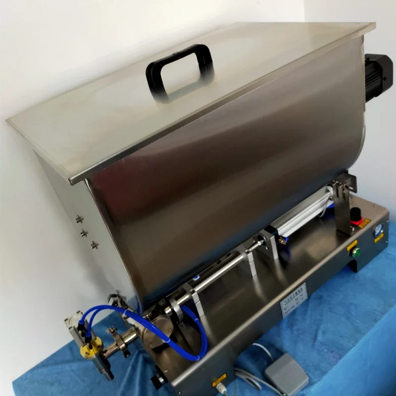PBOBP Semi-Automatic Horizontal Screw Piston High Viscosity Paste Can Bottle Filler Tomato Chilli Sauce Filling Mixing Machine