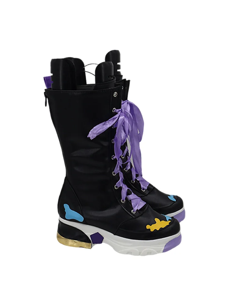 Game Genshin Impact Wanderer Scaramouche Cosplay Schoenen Laarzen Halloween Party Zwarte Laarzen