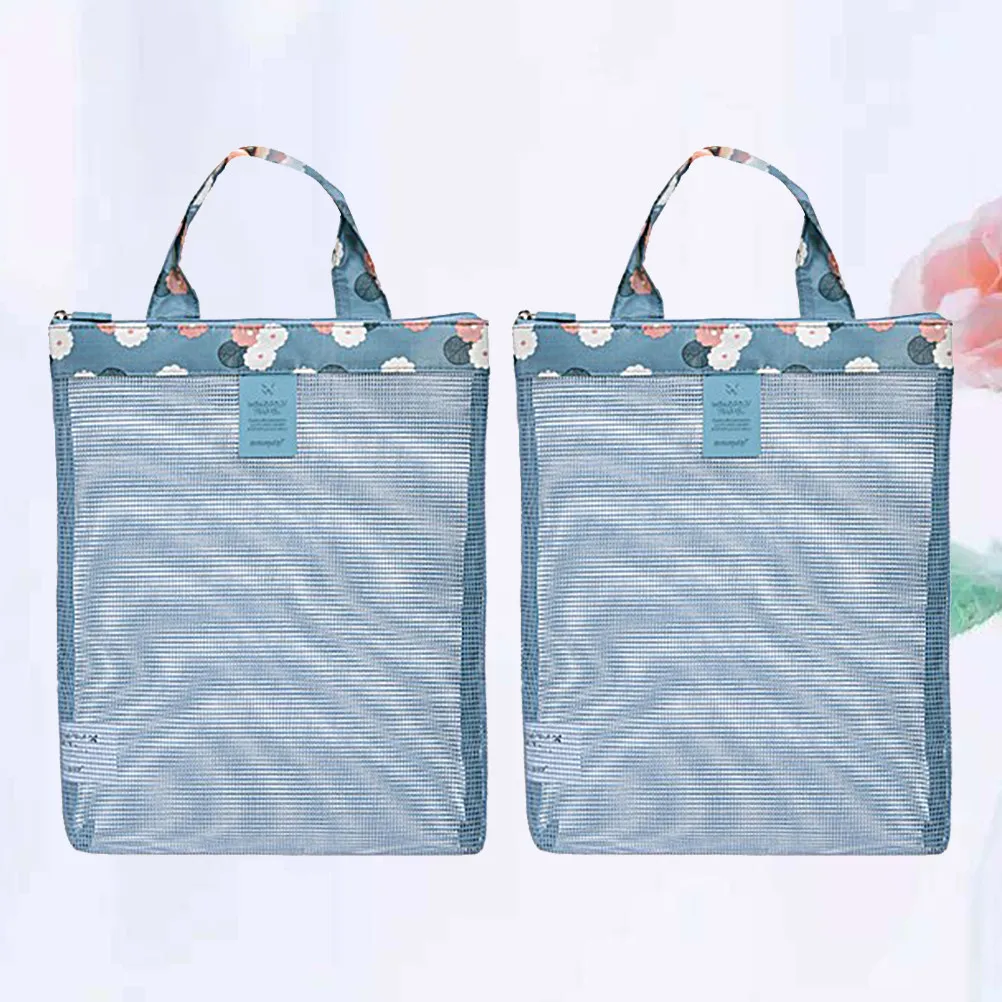 

2Pcs Mesh Beach Bag Large Capacity Mesh Handbag Portable Lightweight Seaside Sundries Storage Bag for Pool Travel Shopping