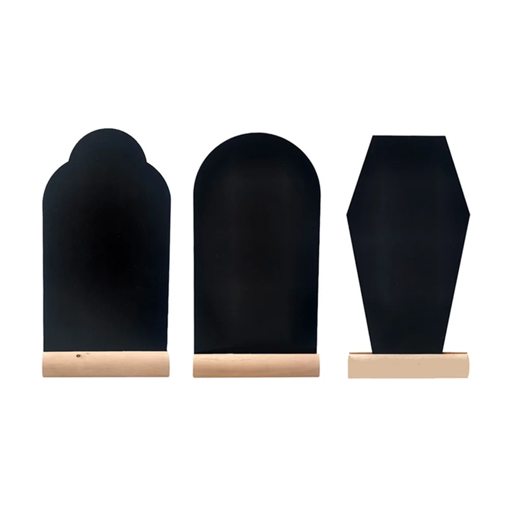 

3 Pcs Wooden Tombstone Decoration Desktop Blackboards Reusable Chalk Signs Decors Decorate Easter