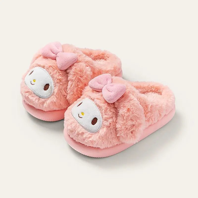 

Anime Hello Kitty Kuromi Melody Plush Slipper Ins Girl Indoor Cotton Slippers Winter Thick Bottom Anti Slip Slippers