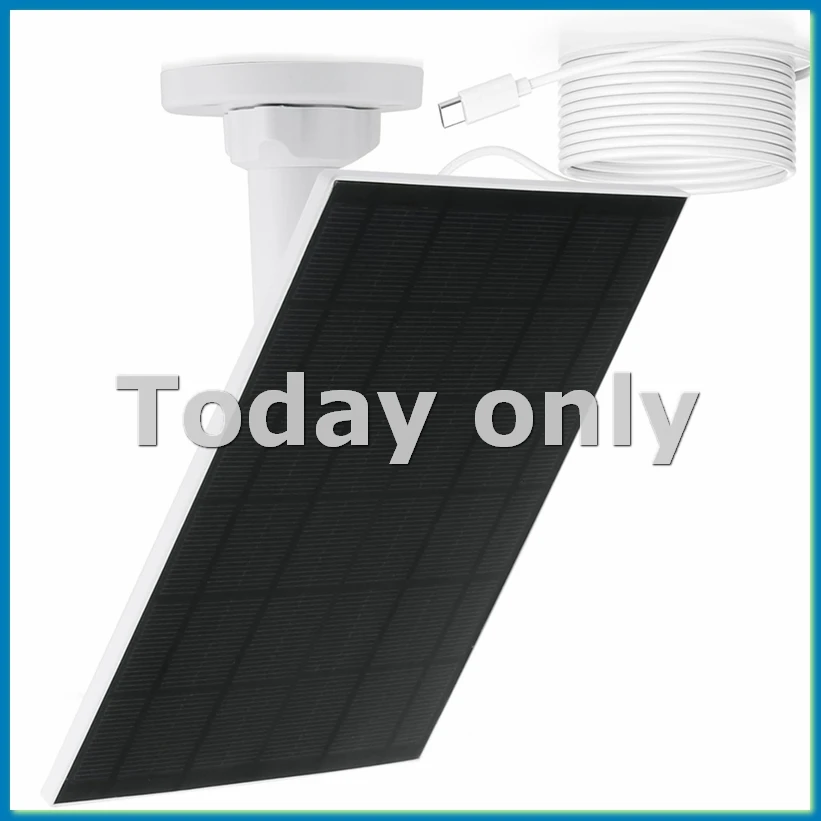 

Солнечная панель USB-C 5W-2m для камер видеонаблюдения, водонепроницаемая IP66, с регулируемым настенным креплением - A33R