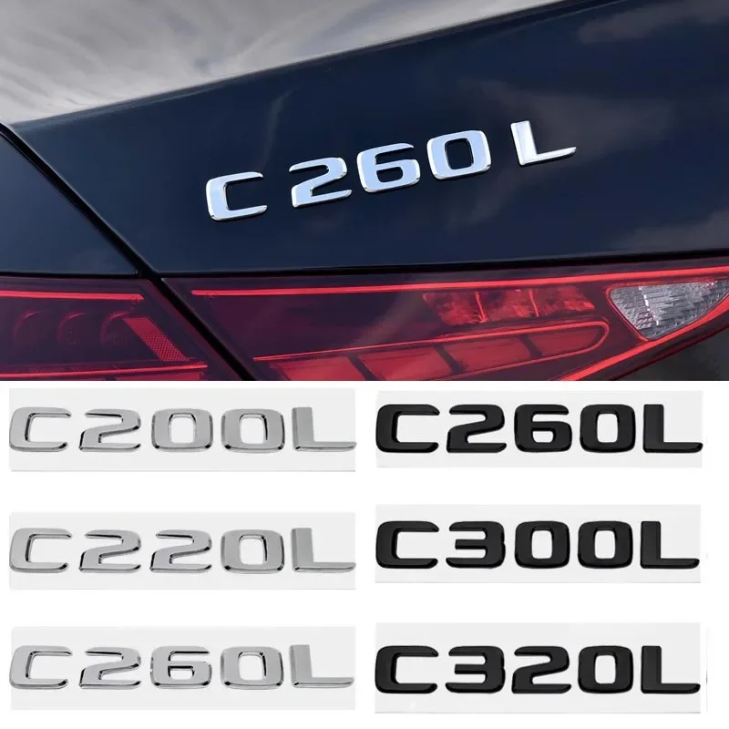 

3D Car Rear Trunk Sticker Auto Tail Letters Badge Emblem for Mercedes Benz C200L C220L C260L C300L C320L C Class Accessories