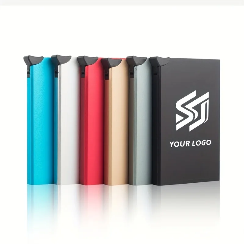 Personalisierter RFID-blockierender Pop-Up-Kartenhalter Minimalistisches Aluminium-Portemonnaie für Damen und Herren Kreditkartenetui Reisebörse Individuelle Geschenke – Detail 3