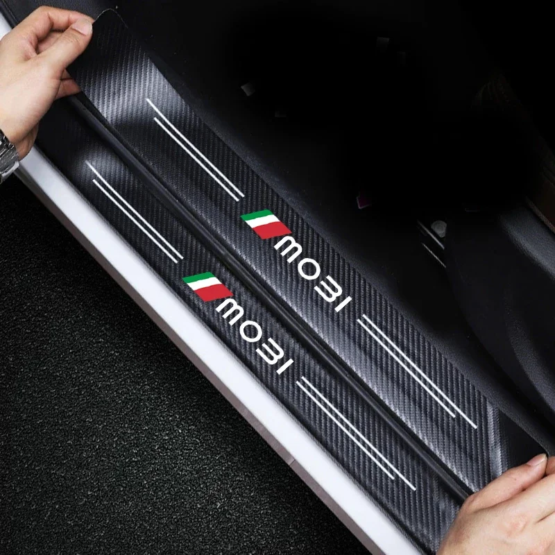 Carbon Fiber Car Threshold Strip Waterproof Protect Film for Fiat MOBI Emblem Trunk Door Sill Anti Kick Sticker Auto Interior