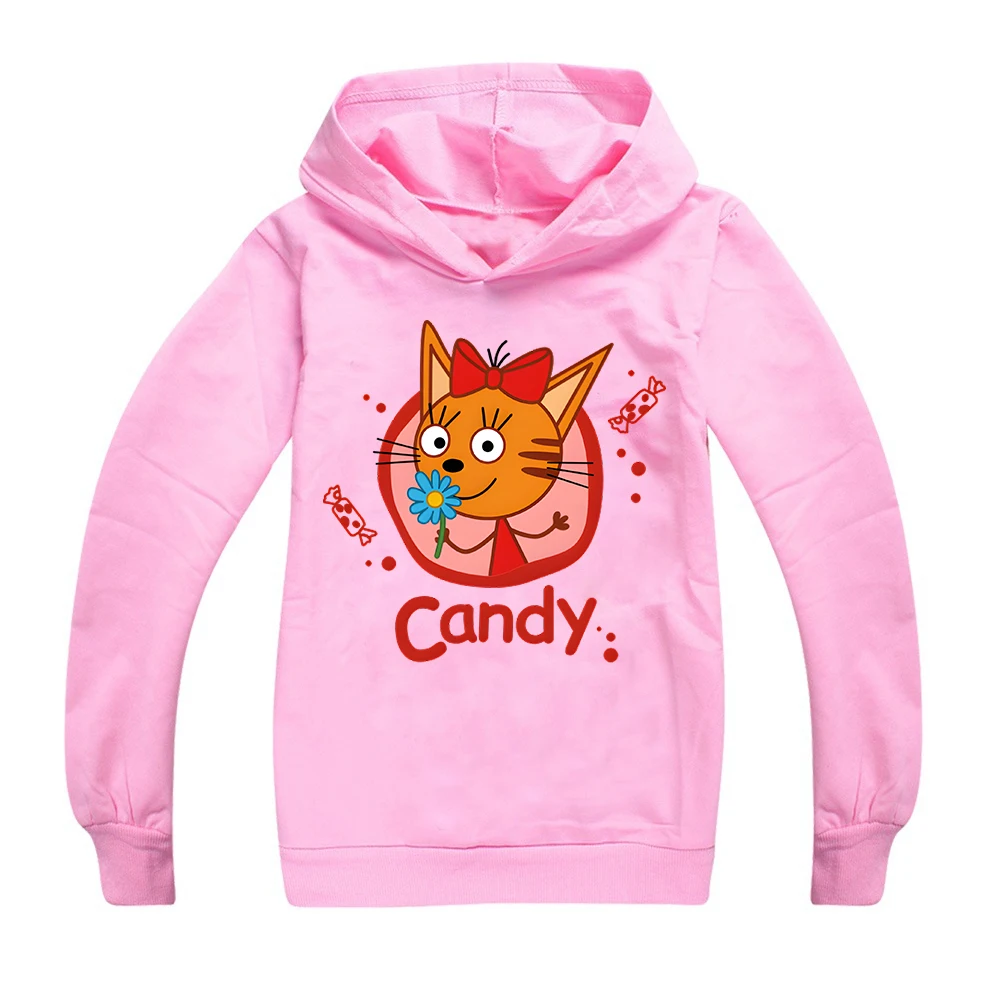 Autumn Spring Kids Kid-e-cats Print Hoodies Three Kitten Russian Cartoon Children Sweatshirts Girls Boys Clothes Unisex Tops