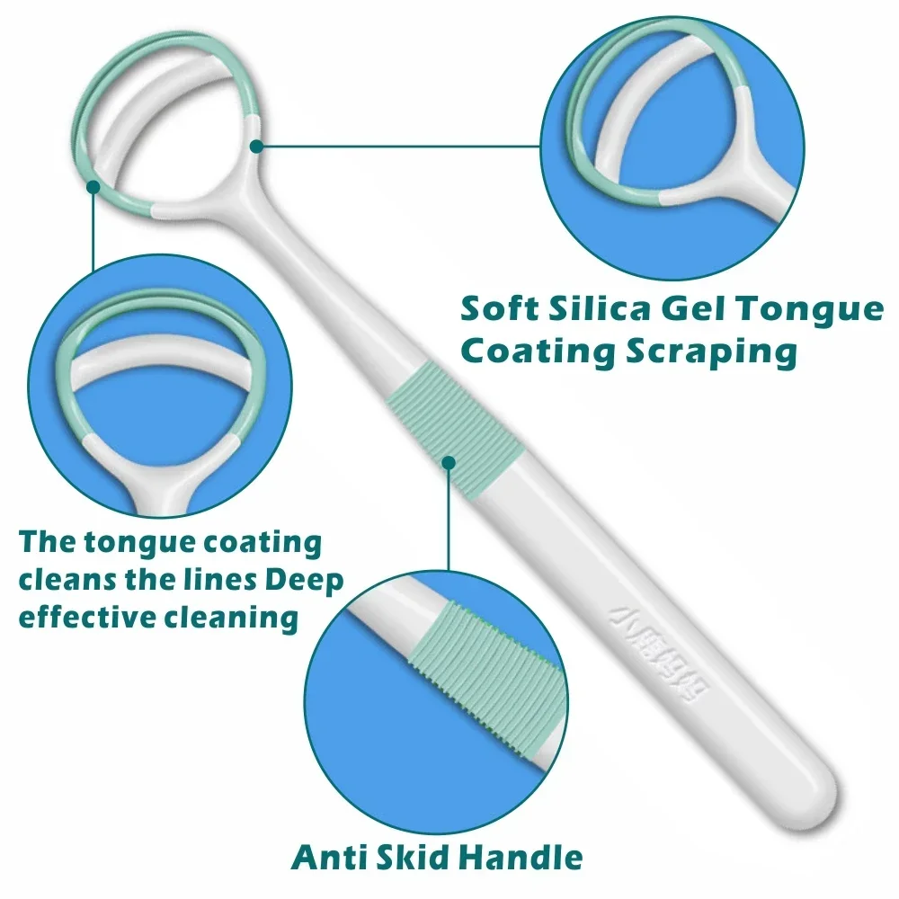 Double-Ended Tongue Scraper & Brush - 2-in-1 Reusable Dental Care Tool for Effective Cleaning and Plaque Removal