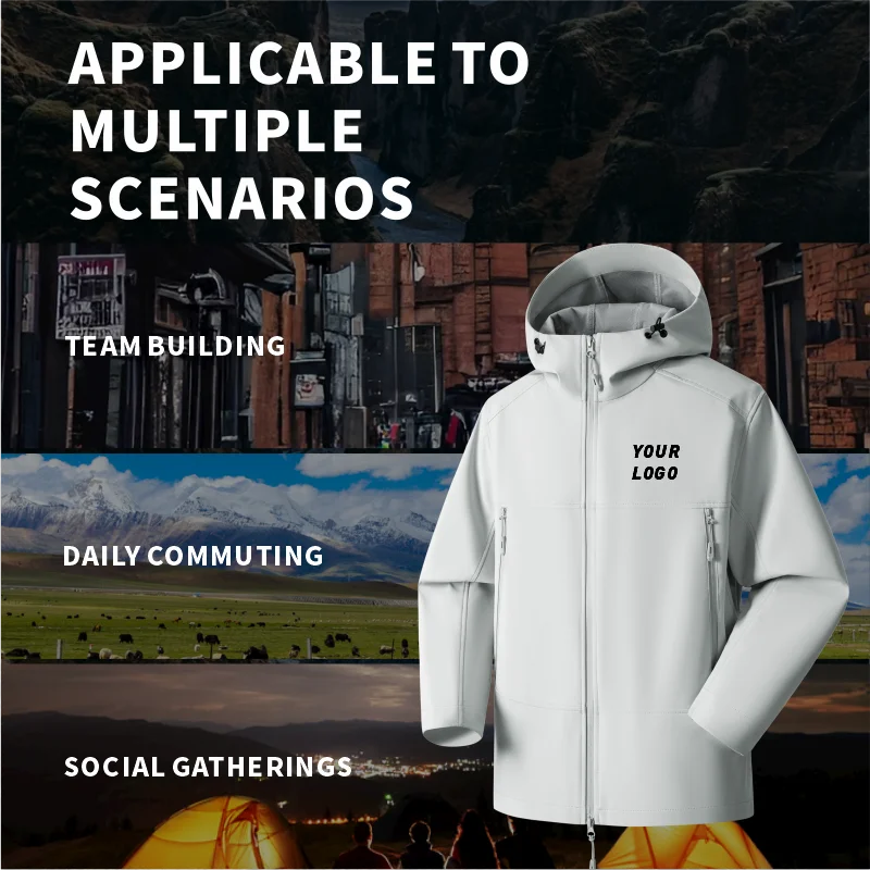 Chaquetas softshell personalizadas con impresión gratuita de logotipo e imagen, cortavientos Parker para primavera y otoño, ropa deportiva para exteriores, abrigo a prueba de viento.