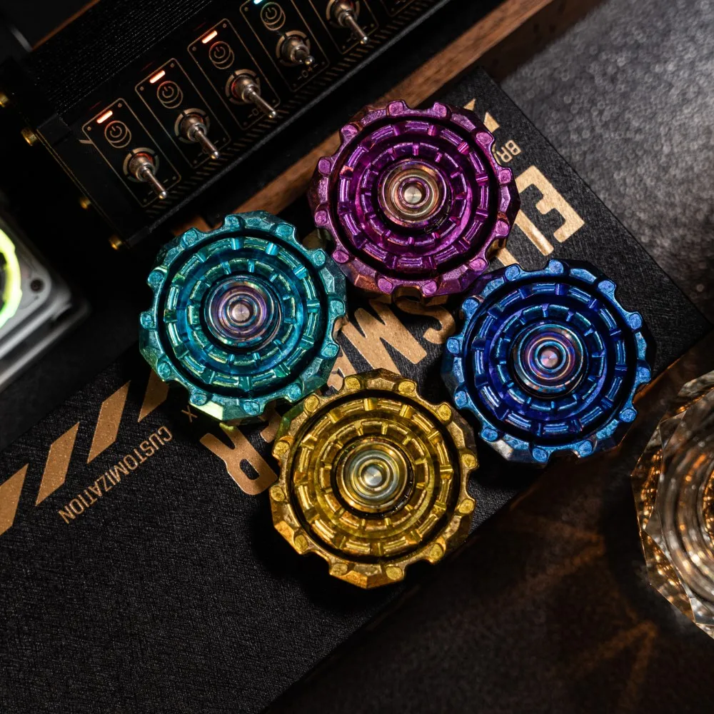 9 HAND EDC Ice Crystal Titanium ENGINE Limited Edition 99 Fidget Spinner Adult Sensory Toys Multi-blade Fidget Spinner