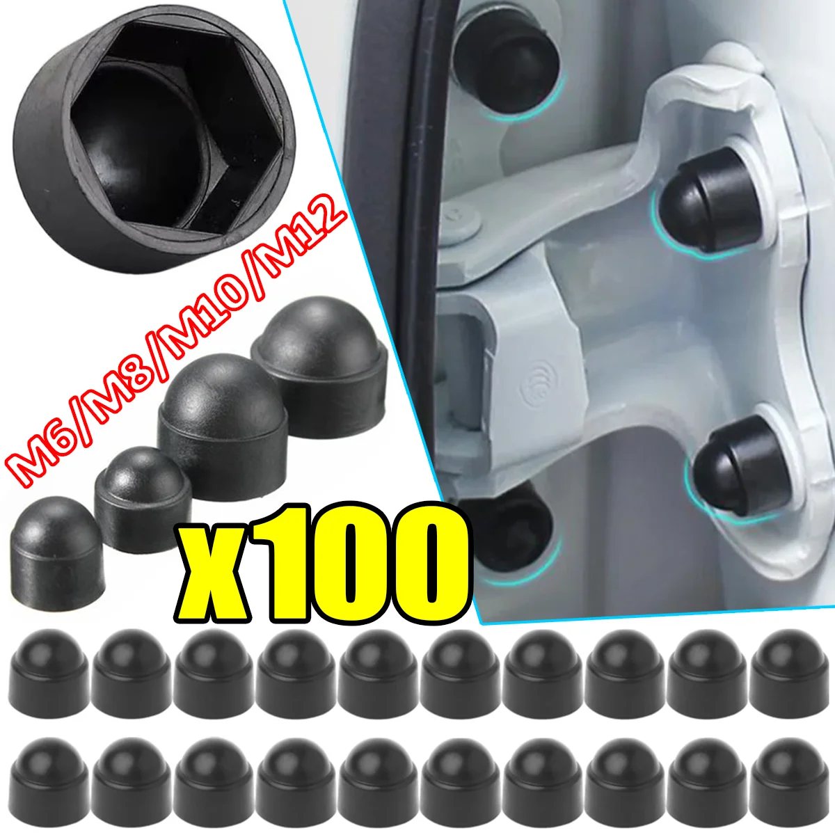 Tampas de proteção de parafuso de plástico hexagonal, tampa m6 m8 m10 m12 parafuso porca cúpula proteção decoração tampa toyota corolla rav4 yaris com 10-100 peças