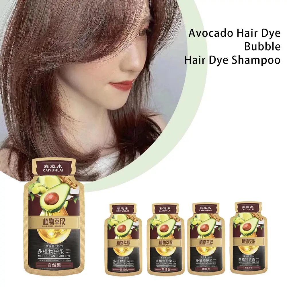 1 Box Natural Avocado Hair Dye Bubble Shampoo Non-irritating Full Gray Care White Repair Women Coverage Men Hair D6S8