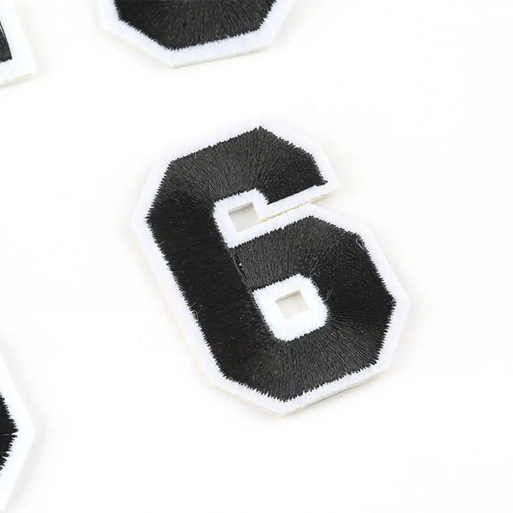 

10 PCS Digital Uniform Number Mark Embroidery DIY Patch Black Cartoon Cloth Stickers