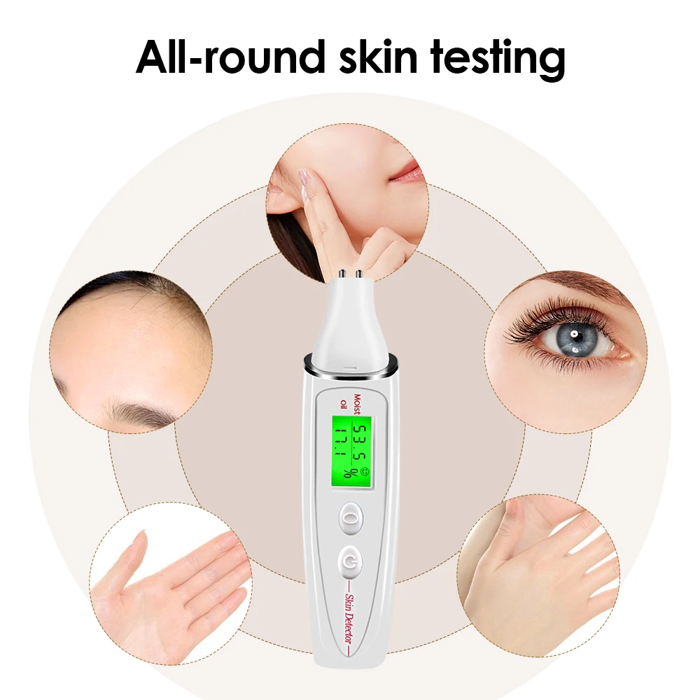 Digital Skin Tester Moisture Oil Test Meter Face Detector Facial Skin Moisture Oil Content Skin Analyzer For Forehead Cheek