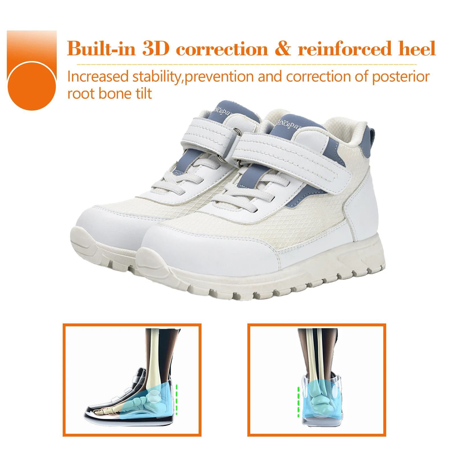 Toddler Ankle and Arch Support Orthopedic Shoes, Green and Navy Color Kids Thick Sole Sneakers For Children Foot Development