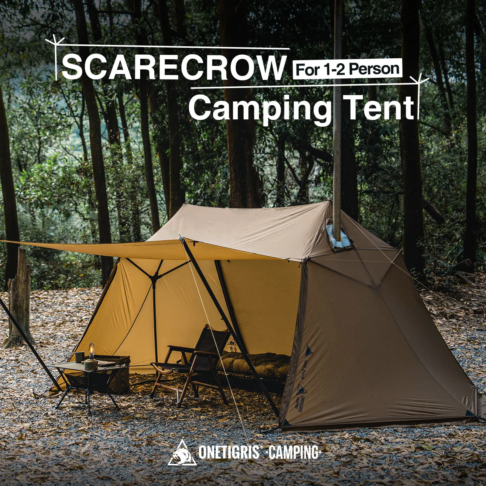 

OneTigris Scarecrow Hot Tent Lightweight 2 Persons Shelter Tents with Stove Jack for Bushcrafters Survivalists Camping Hiking