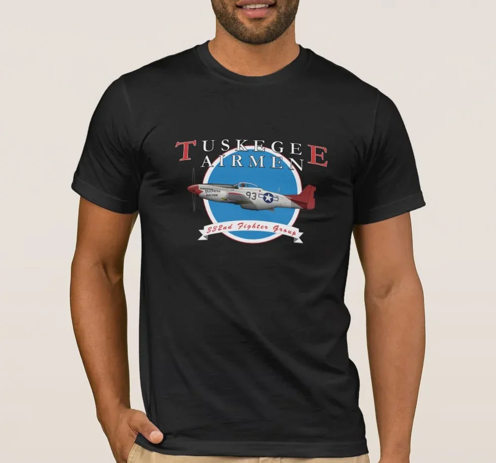 Tuskegee Airmen 332nd Fighter Group P-51D Red Tail T-Shirt New 100% Cotton O-Neck Short Sleeve Casual Mens T-shirt Size S-3XL