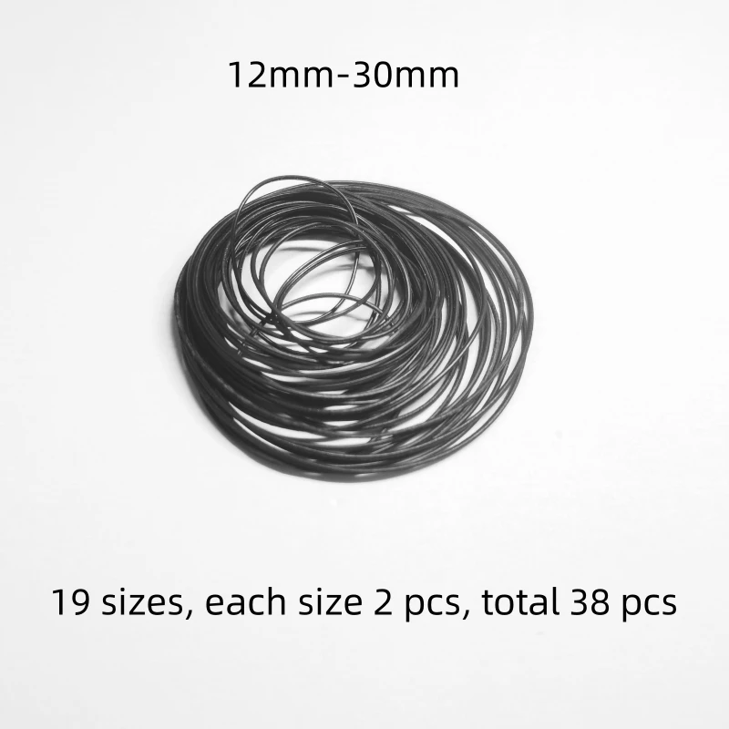 One Set 0.3mm/0.4mm/0.5mm/0.6mm Thick Black Gaskets 12mm-30mm Watch Back Cover O-Ring
