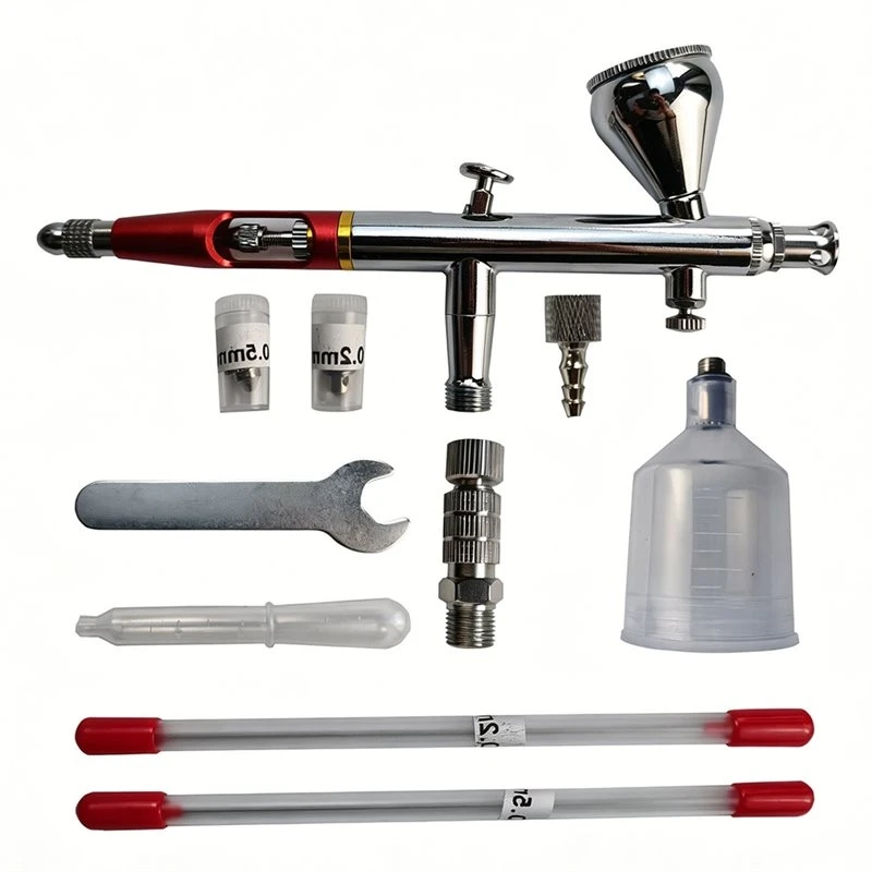 IALJ-AB180 Airbrush Kit 3 Nozzles(0.2Mm, 0.3Mm, 0.5Mm) For Model Painting, Art, Crafts, Cake Decoration Size