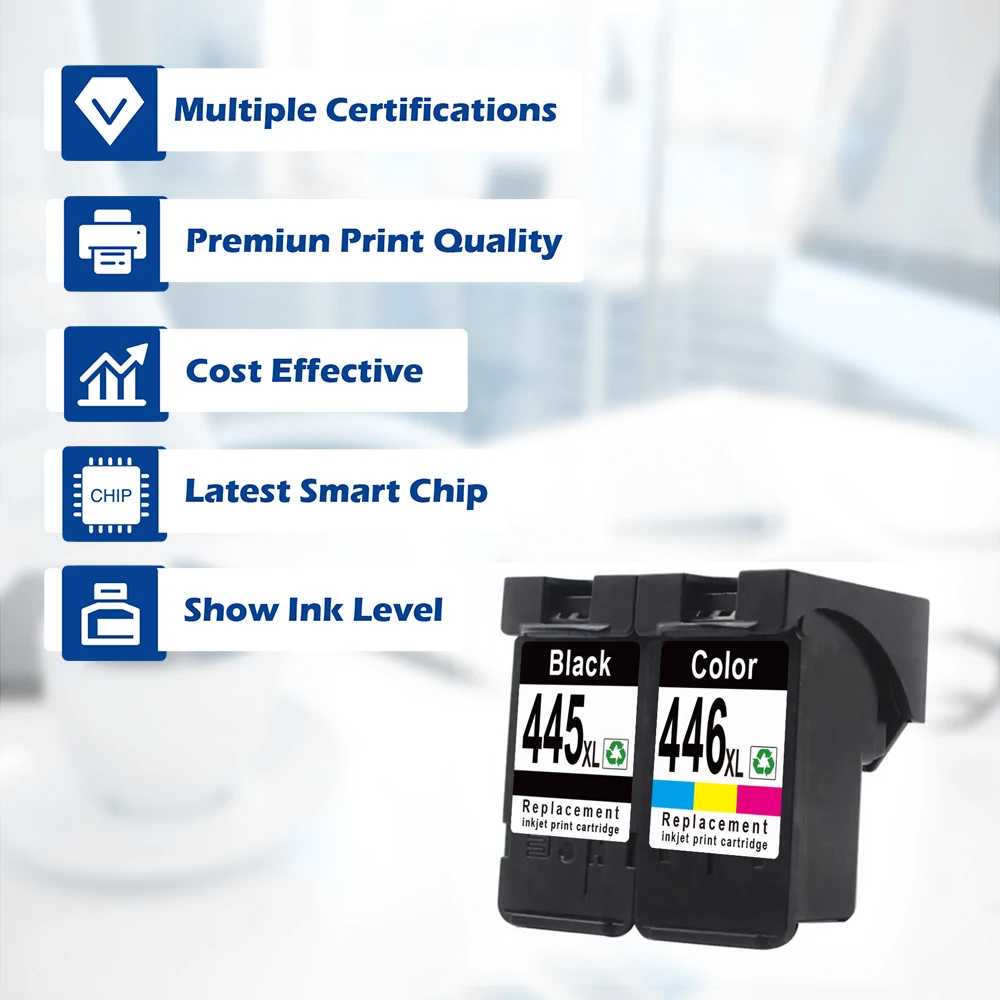 ShinColor Compatible Ink Cartridge for Canon Pixma PG445 CL446 PG-445 CL-446 445XL 446XL High Yield Compatible with Canon Pixma
