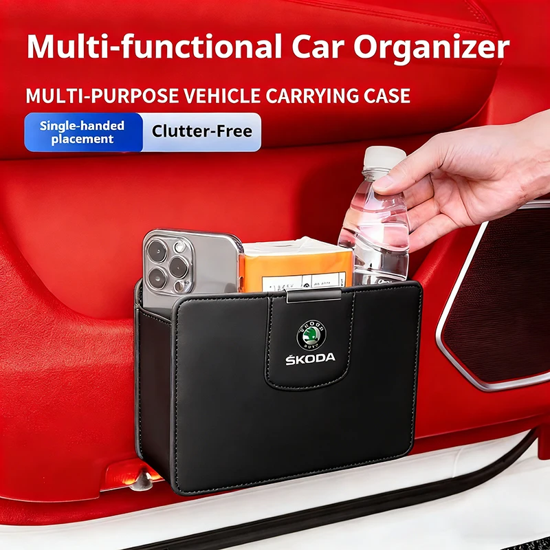 

Car Interior Storage Solutions Side Door Box Backrest Hanging Door Storage Box for Skoda Kodiaq Octavia Rapid