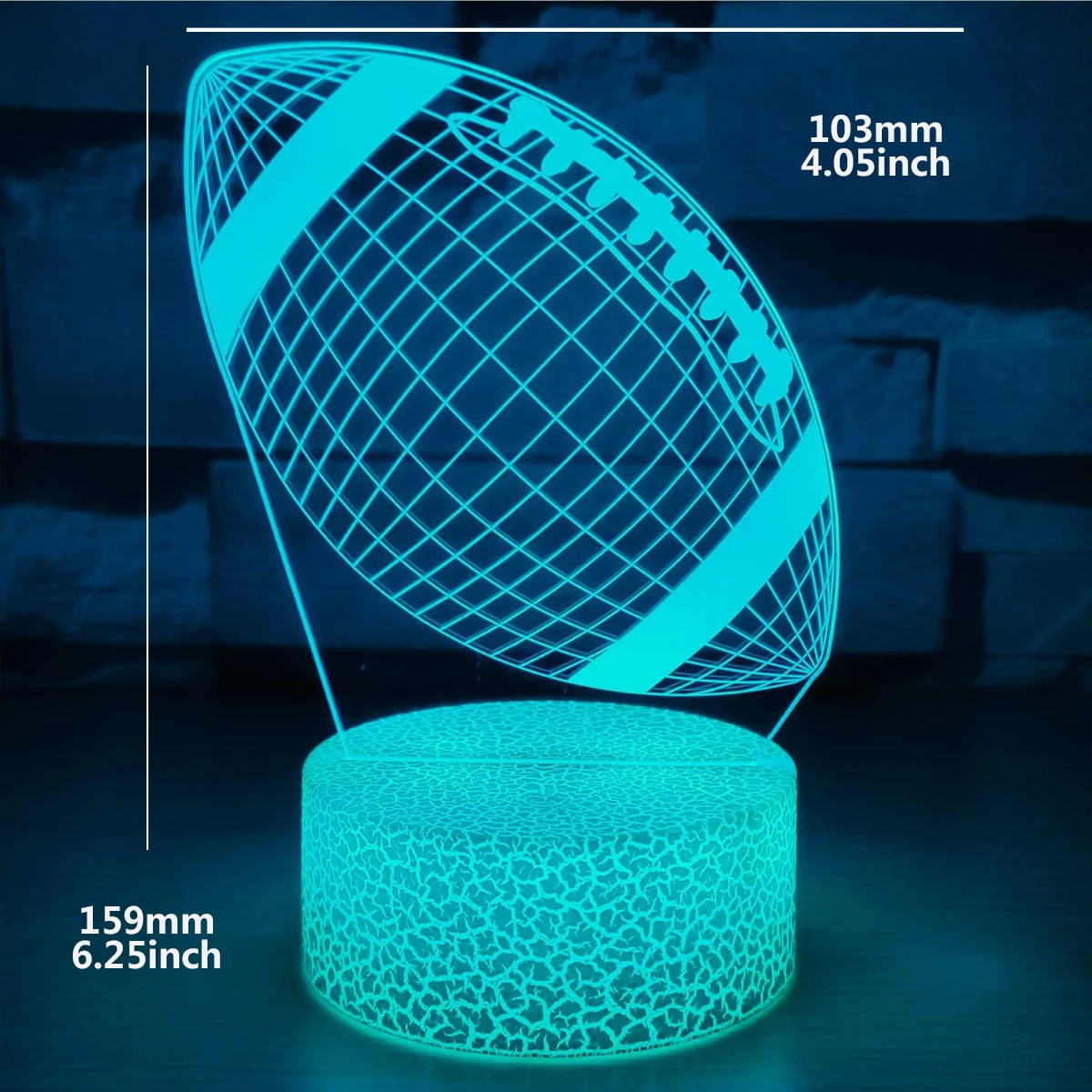 7 / 16 Colored Rugby Night Light For Kids Room Decor Christmas Birthday Gift Ball Acrylic Lamp