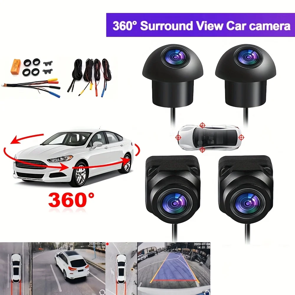 AHD 360-Degree Panoramic Camera,Front+Rear+Left+Right Surround View,Compatible with Android Radios for Vehicle Use.