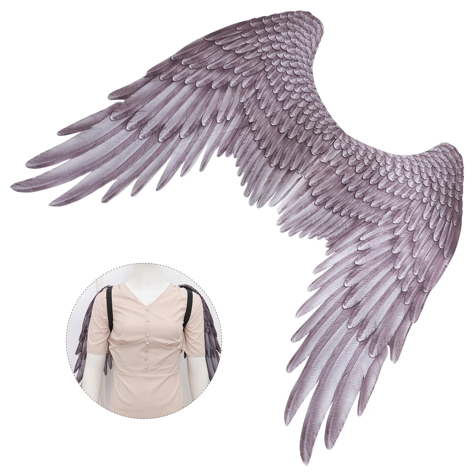 

Creative Cosplay Wings Angel Wing Kids Performance Costume Party Supplies Black Lightweight Precise Cutting Angel Wing