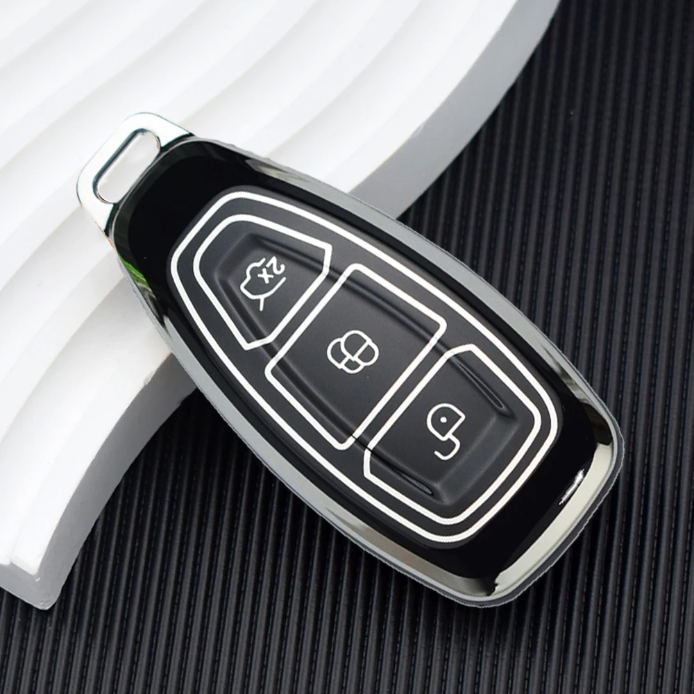 3 Buttons TPU Key Case Cover For Ford Mondeo Fiesta Kuga ST Line MK3 Focus 3 Station Wagon Ecosport Transit Custom