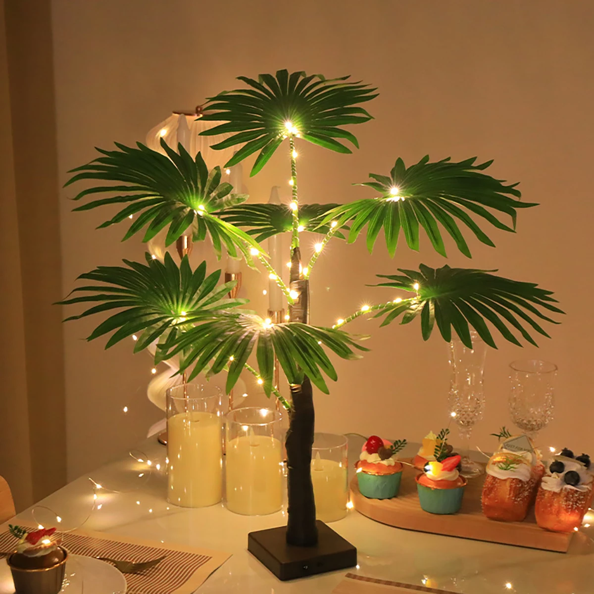 1pc LED Palm Tree Decorative Light Luminous Tree Light Suitable for various room types, festive party atmosphere decoration