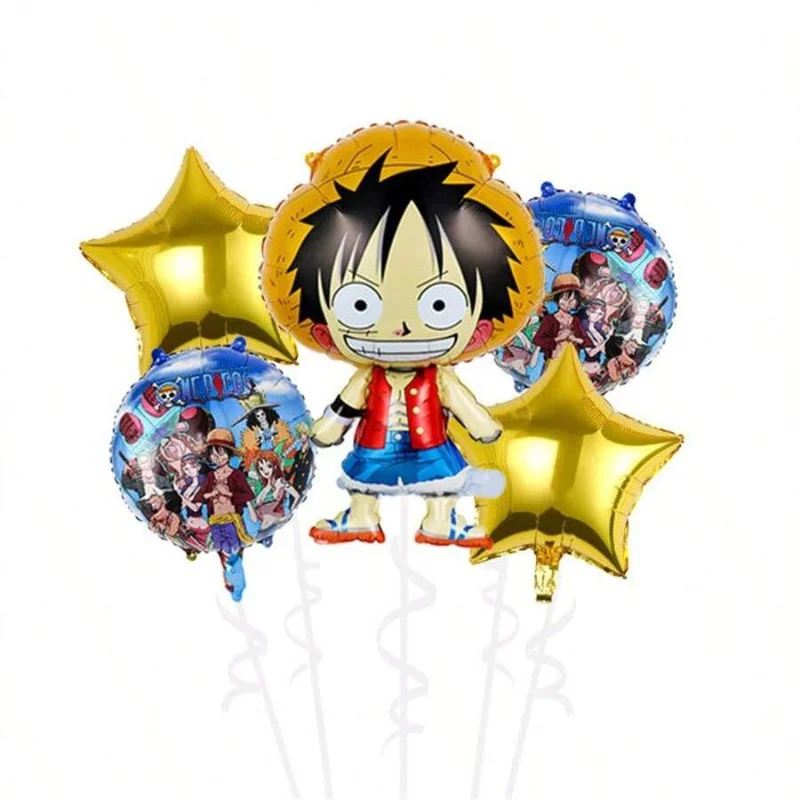 

5Pcs cartoon Luffy modeling aluminum film balloon ONE PIECE animation birthday theme party decoration supplies
